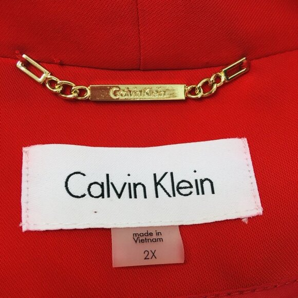 Calvin Klein Womens 2XL Red Jacket Open Front Chic Party Holiday - Picture 9 of 12
